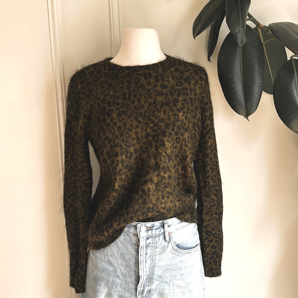 A.L.C. Leopard Print Crew Neck Sweater - Brown and Black